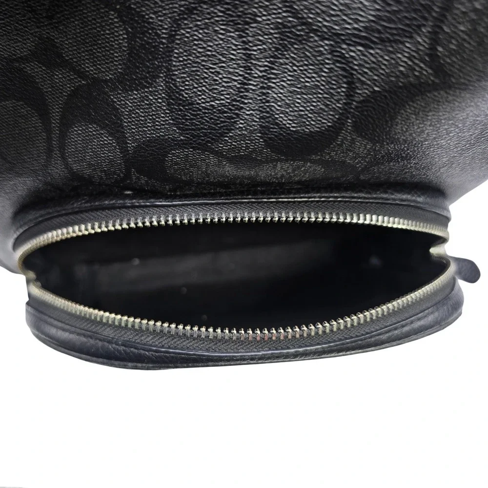 Coach Backpack Medium Black West Signature Canvas Pebble Leather F2447-5871